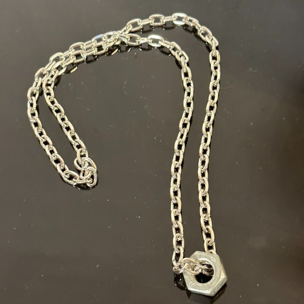 Silver Stainless Steel Strand Necklace Punk Rock Modern Gift Nuts Grunge - Picture 5 of 5